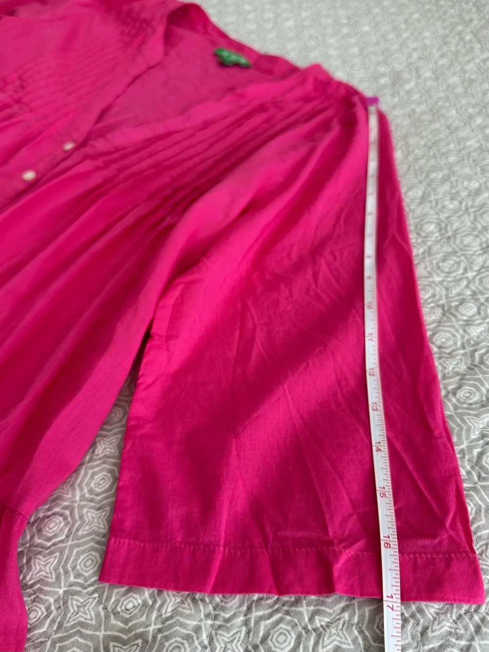 J. CREW Bright Pink Button Front Tiered Mini Dress Airy Cover-up Summer Size M